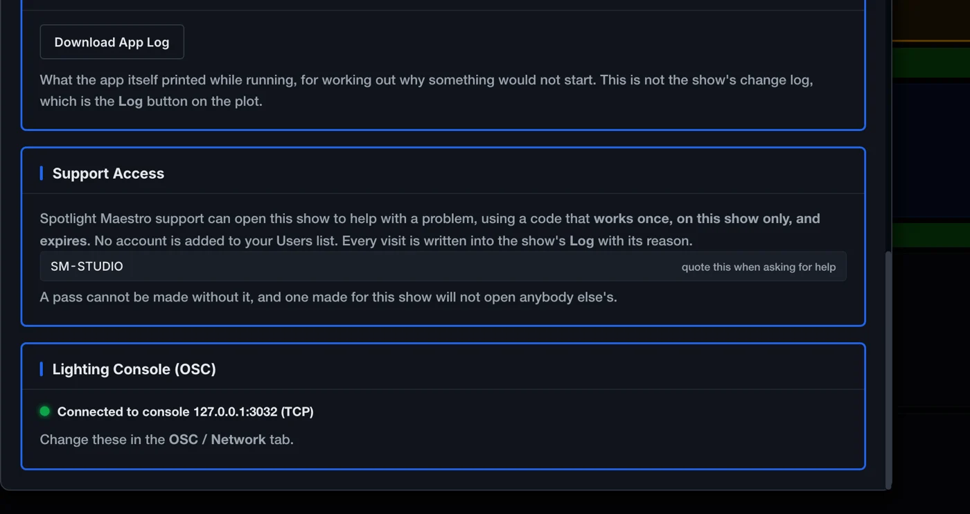The Support Access panel in Settings